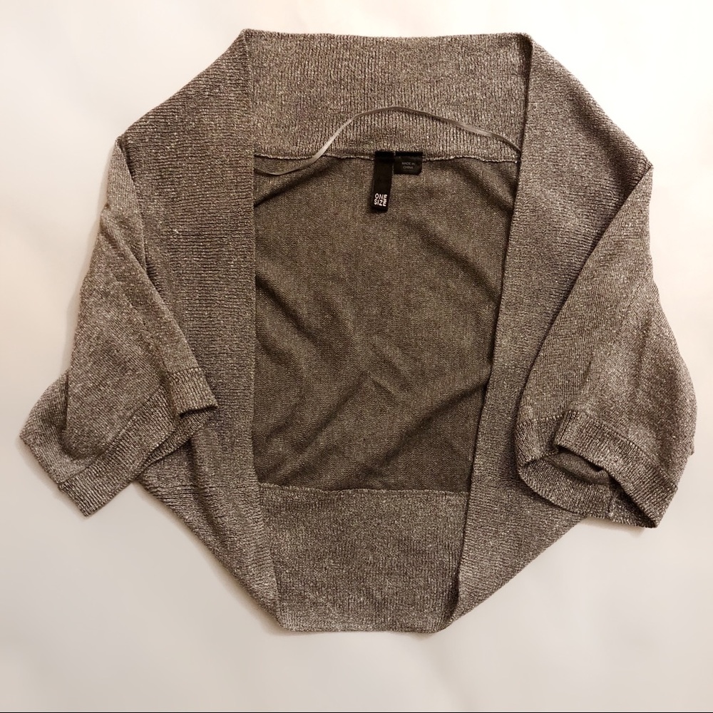 H&M Silver Sparkly Short Sleeve Cardigan Shrug OS